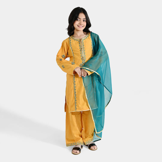 Girls Jacquard 3Pcs (Ishq) - Yellow
