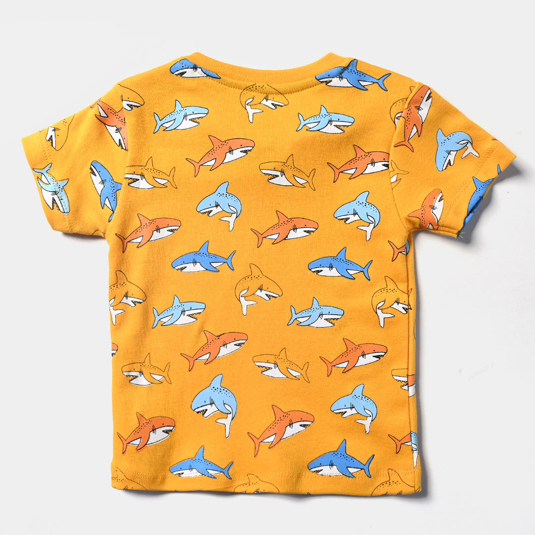 Infant Boys Cotton Interlock Piece Set Baby Shark-Citrus Price