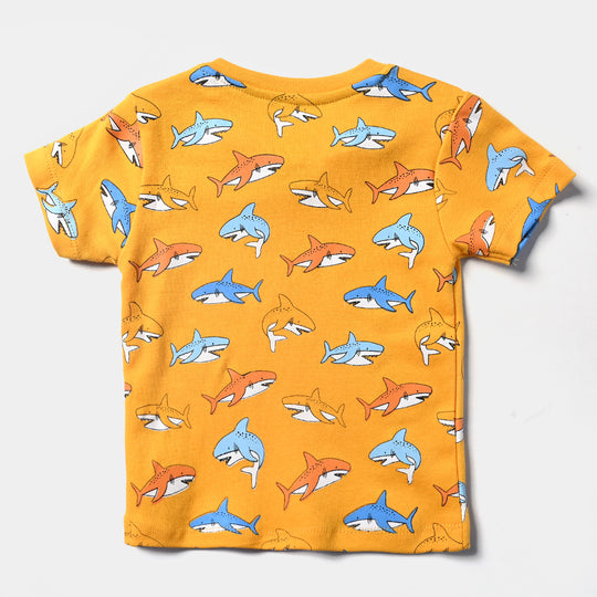 Infant Boys Cotton Interlock 2 Piece Set Baby Shark-Citrus