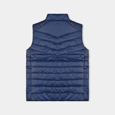 Teens Unisex Mix taffeta Sleeveless Puffer Jacket-NAVY