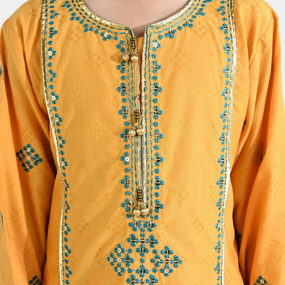 Girls Jacquard 3Pcs (Ishq) - Yellow