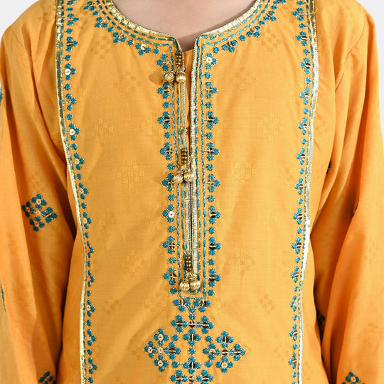 Girls Jacquard 3Pcs (Ishq) - Yellow