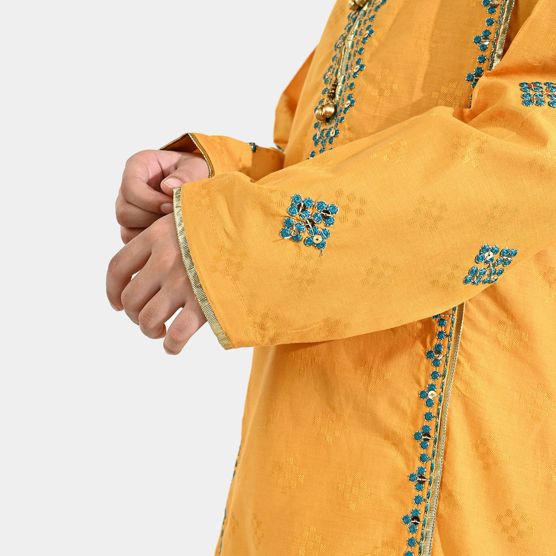 Girls Jacquard 3Pcs (Ishq) - Yellow