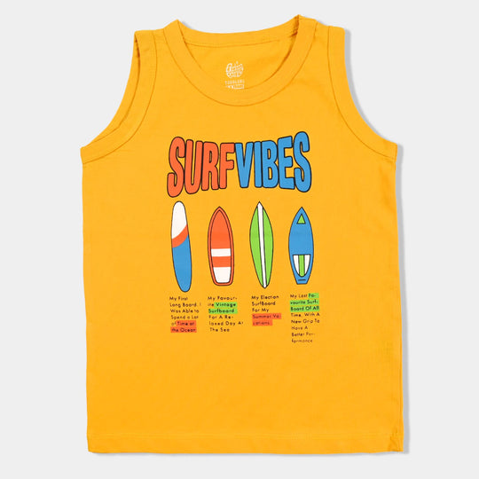 Boys Cotton Jersey Sando Surf Vibes-Citrus