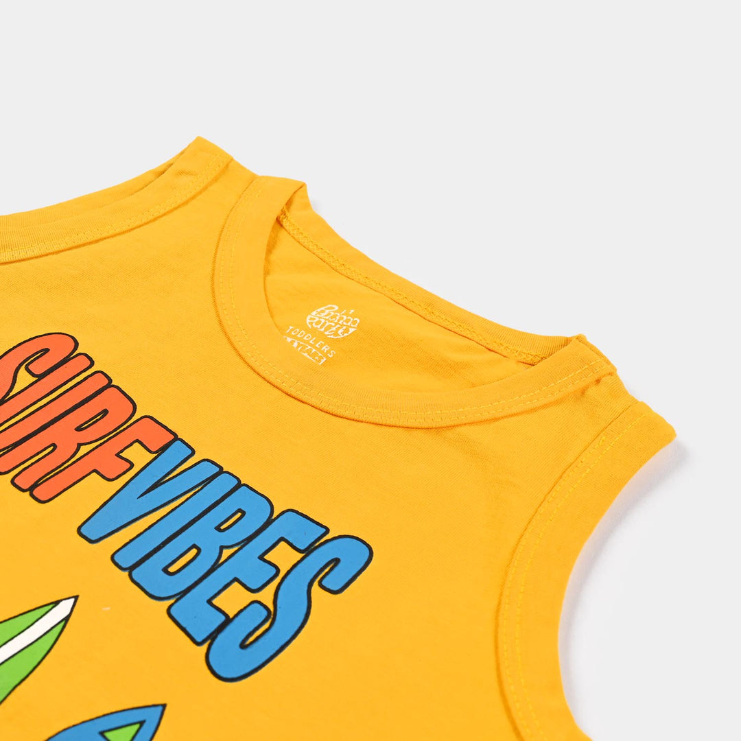 Boys Cotton Jersey Sando Surf Vibes-Citrus