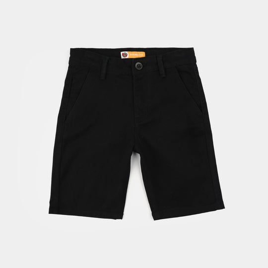 Boys Cotton Twill Shorts (Basic) - Black
