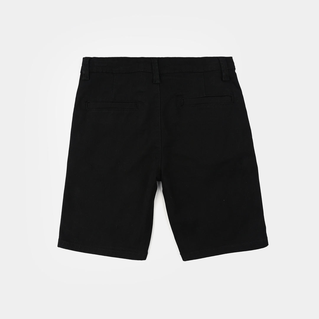 Boys Cotton Twill Shorts (Basic) - Black