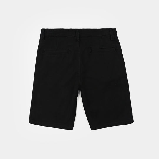 Boys Cotton Twill Shorts (Basic) - Black