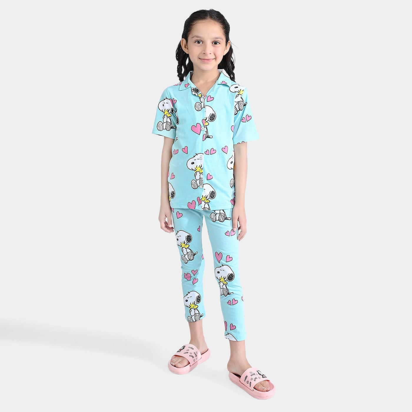 Girls PC Jersey Nightwear Suit Character- Blue
