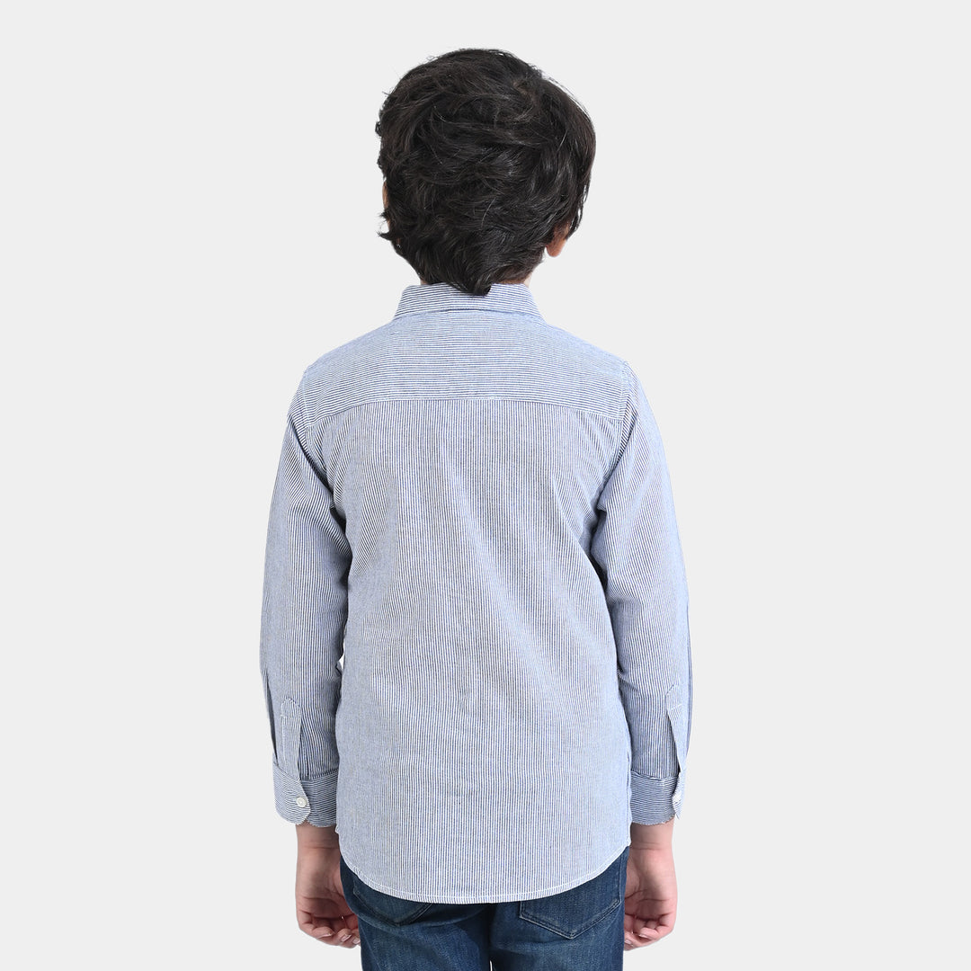 Boys Cotton Casual Shirt F/S Bicycle-Pin Stripe