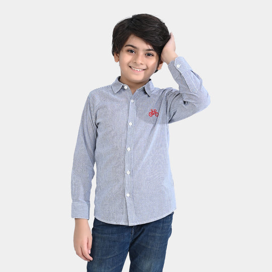 Boys Cotton Casual Shirt F/S Bicycle-Pin Stripe