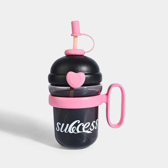 HEART-ACCENT WATER BOTTLE/BEAKER | SH2894 BLACK