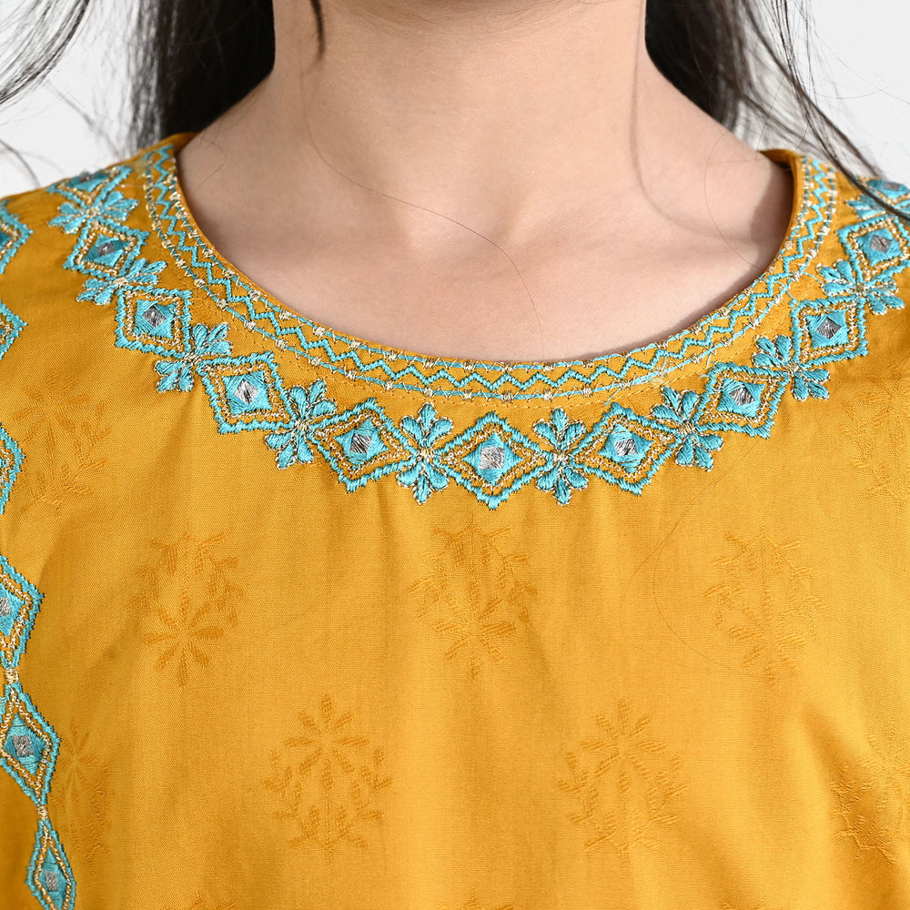 Girls Jacquard 3Pcs (Noor) - Mustard