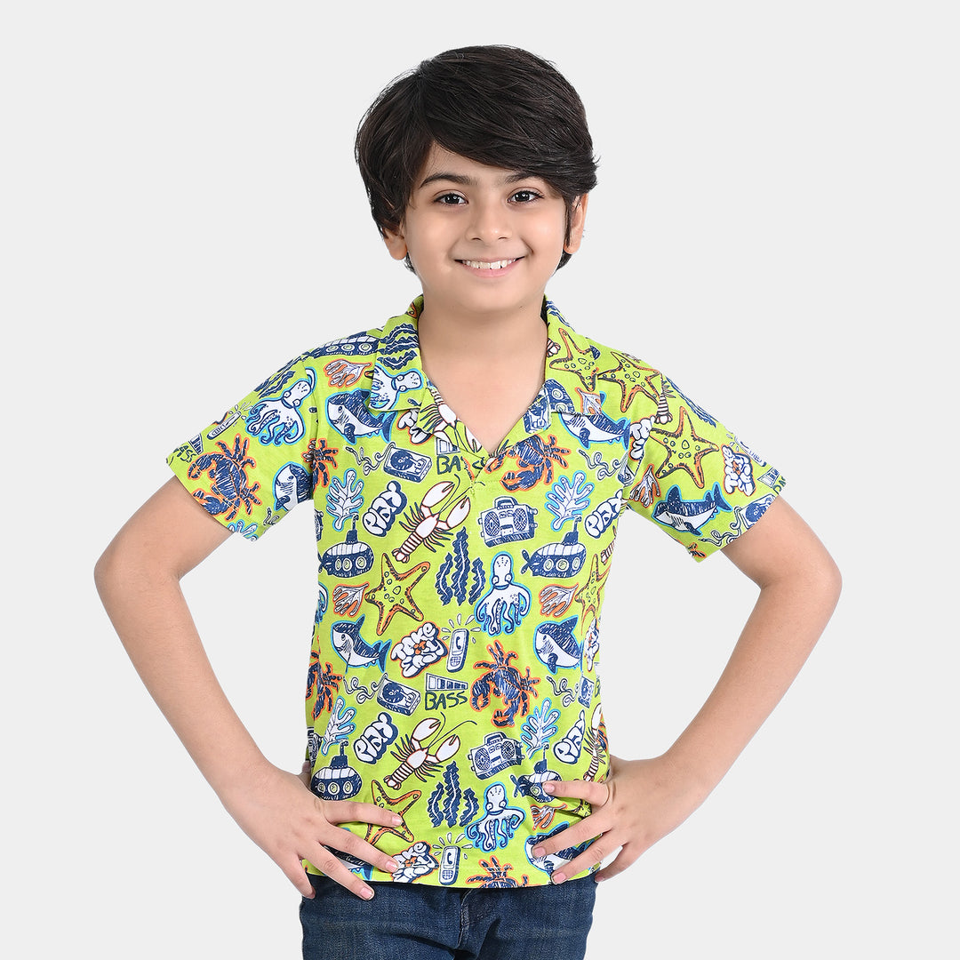 Boys Cotton Jersey T-Shirt H/S Play-Limeade