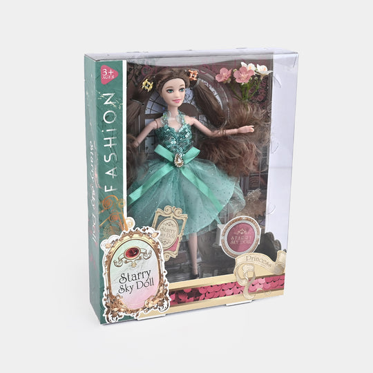 Starry Sky Princess Fashion Doll – Elegant Dress & Flowing Hair