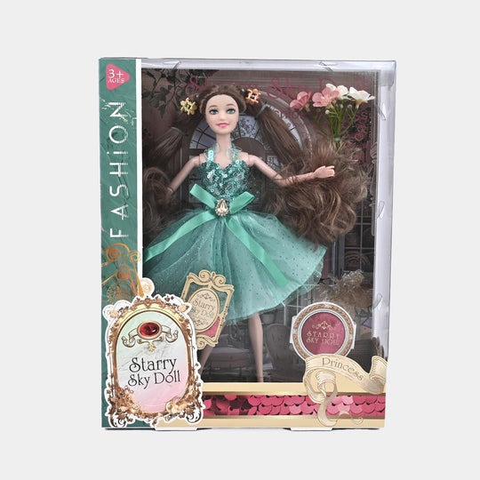 Starry Sky Princess Fashion Doll – Elegant Dress & Flowing Hair