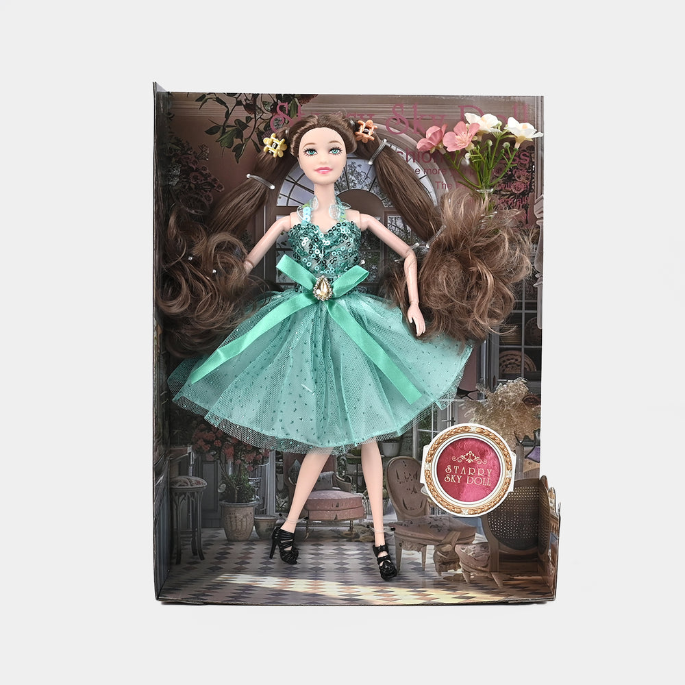 Starry Sky Princess Fashion Doll – Elegant Dress & Flowing Hair