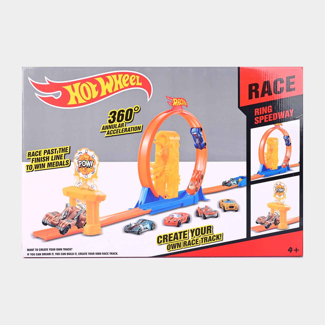 Hot Wheels Track Set With Metal Car For Kids