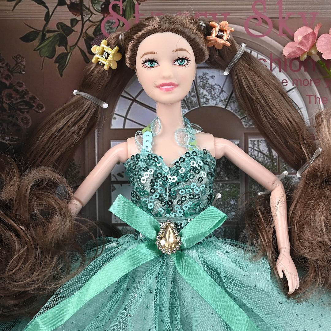 Starry Sky Princess Fashion Doll – Elegant Dress & Flowing Hair
