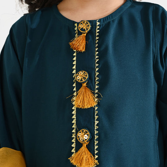 Girls Poly Cambric 3Pcs - Teal Green