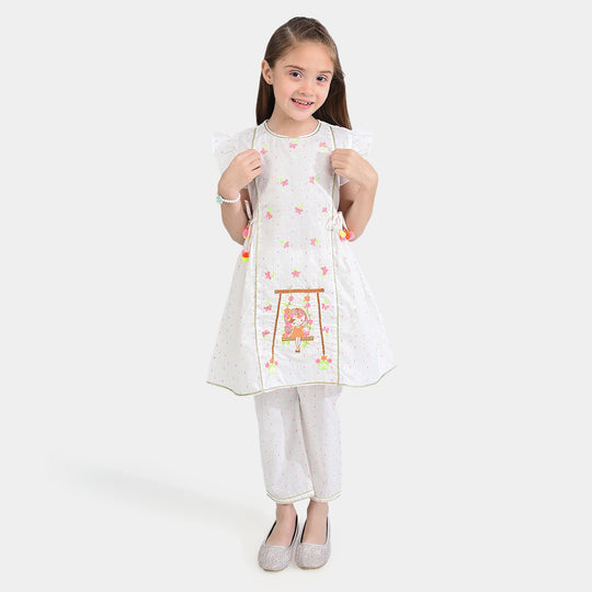 Girls Jacquard 2 PCs Playing Doll-White