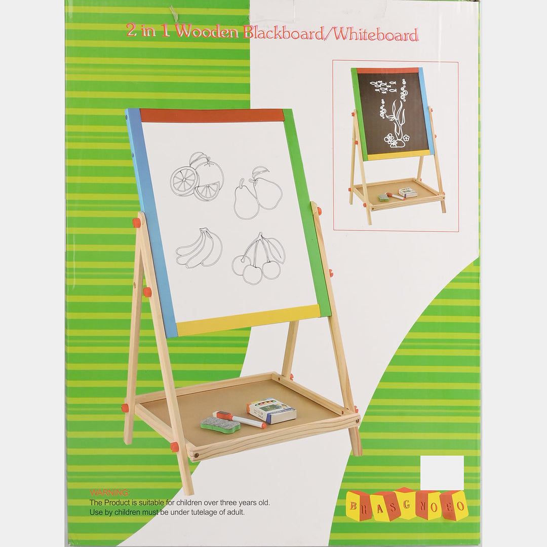 2 in 1 Wooden Blackboard/Whiteboard Easel Set