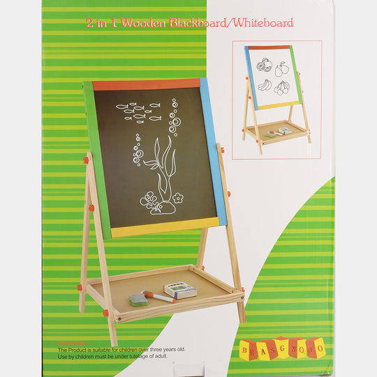 2 in 1 Wooden Blackboard/Whiteboard Easel Set