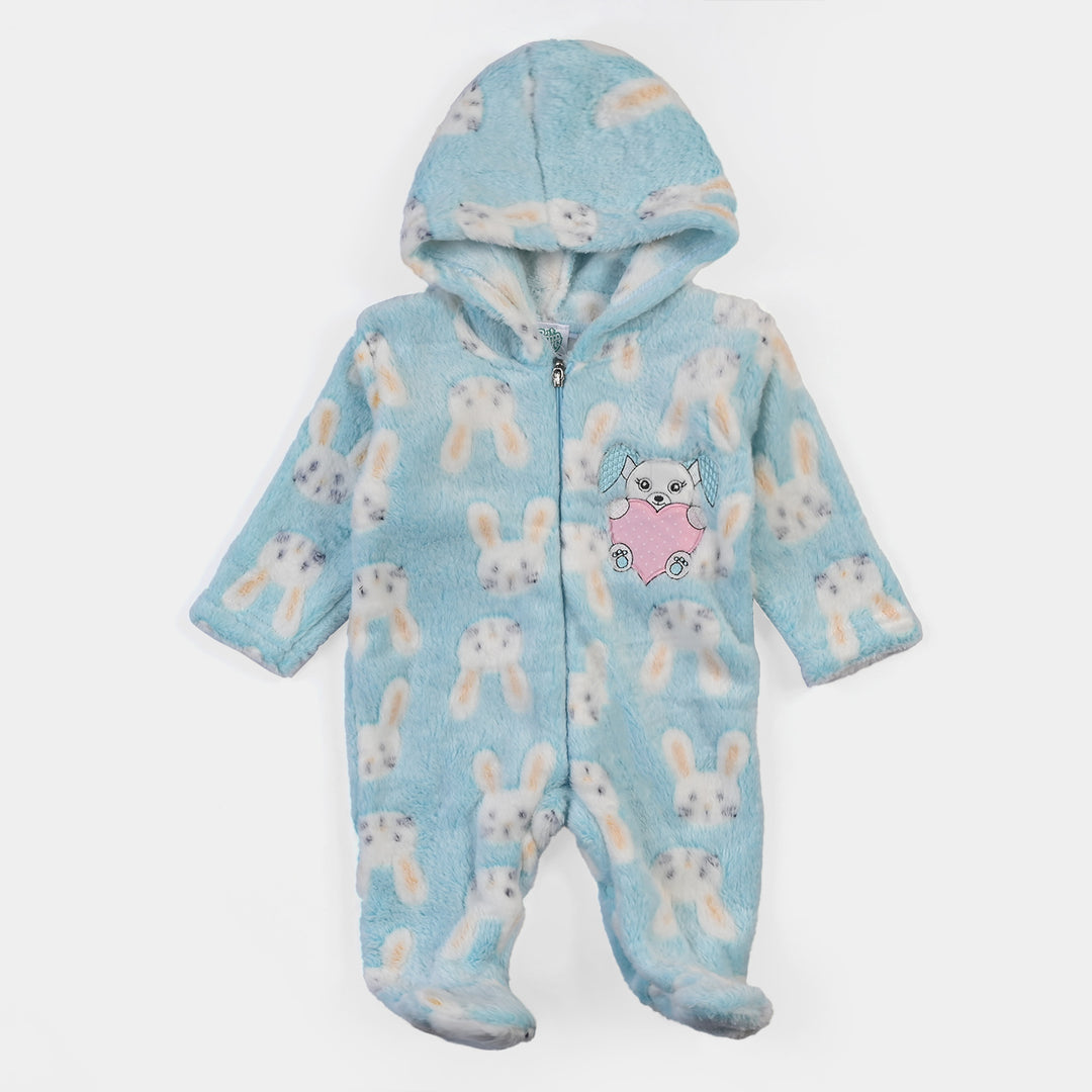 Infant Boys Velour Character Romper - Sky Blue