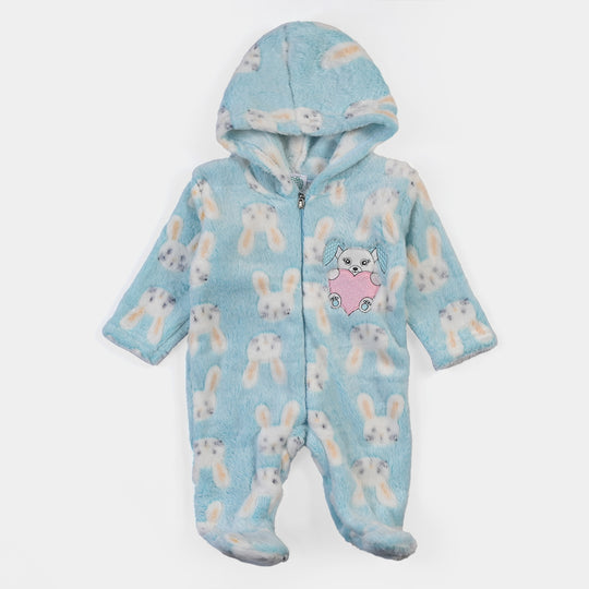 Infant Boys Velour Character Romper - Sky Blue