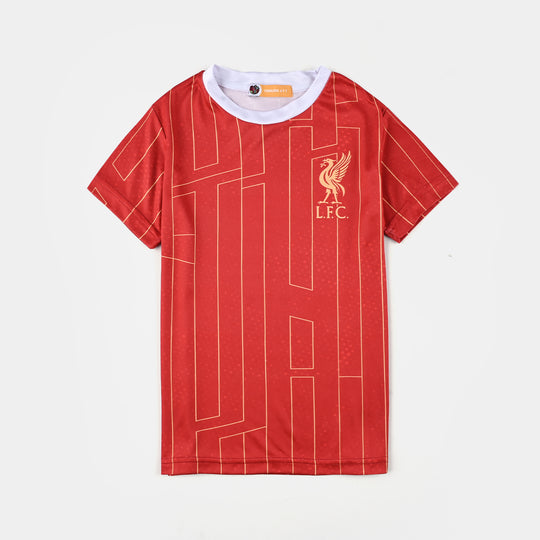 Boys Polyester Jersey 2 Piece Suit-Red