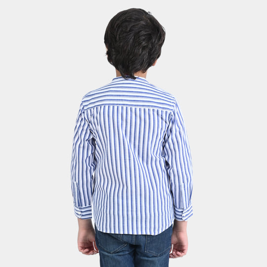 Boys Cotton Casual Shirt F/S Surf Club-Navy/White