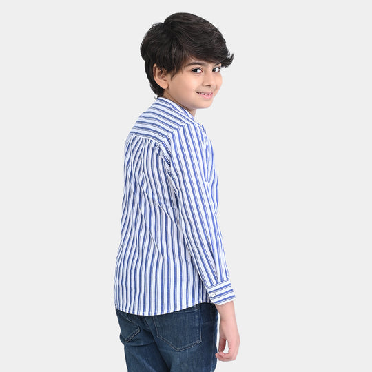 Boys Cotton Casual Shirt F/S Surf Club-Navy/White