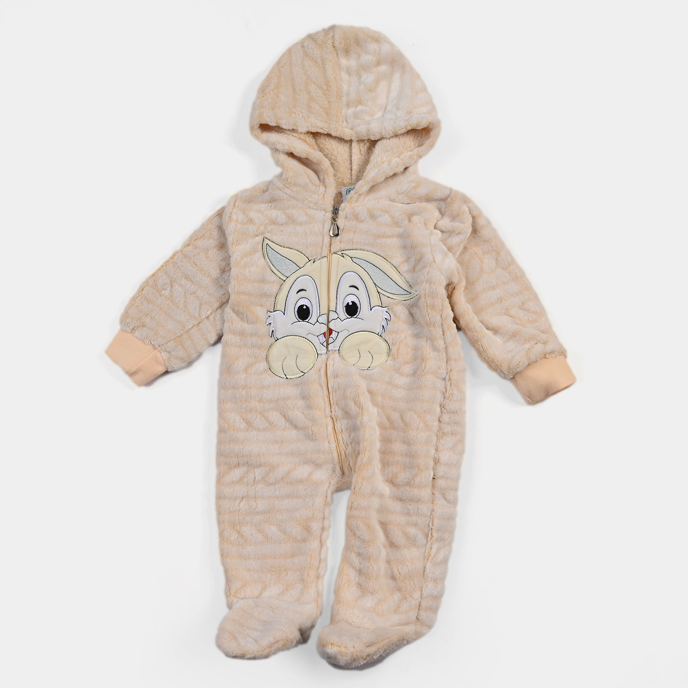 Infant Girls Velour Character Romper - Beige