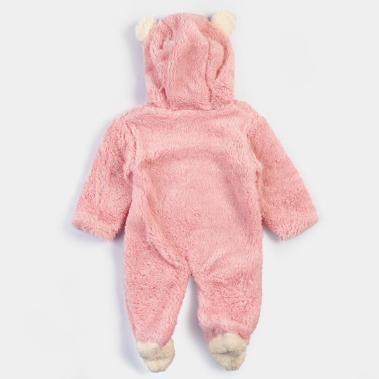 Infant Girls Velour Character Romper - Light Pink