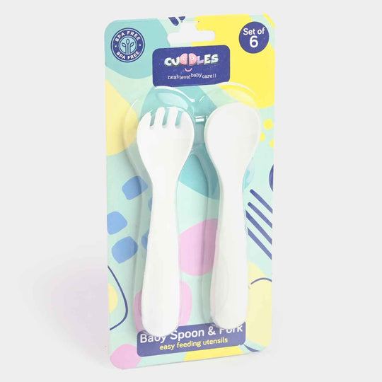 Spoon & Fork Set Pack Of 6 "White"