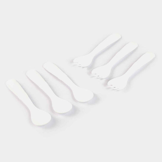 Spoon & Fork Set Pack Of 6 "White"