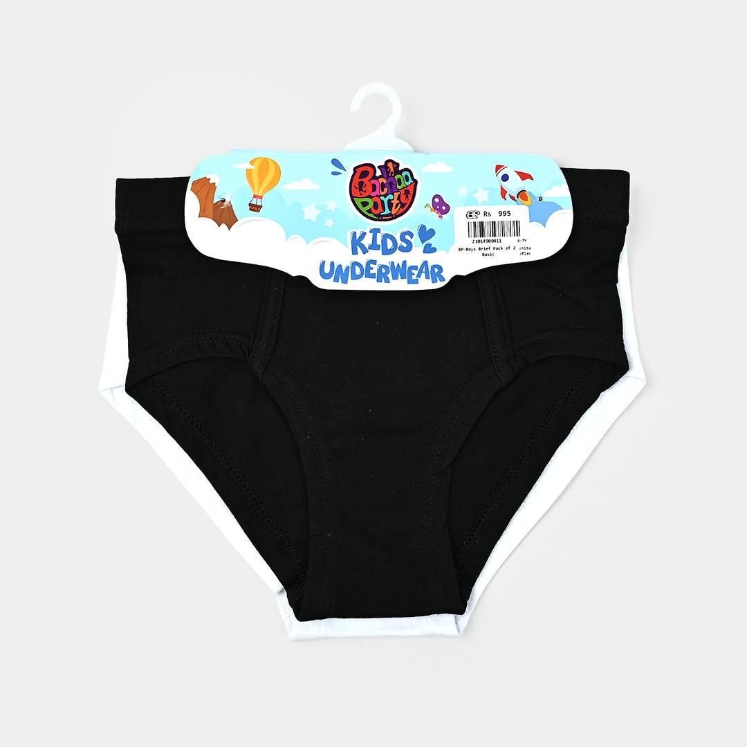 Boys Cotton Jersey Brief Pack of 2 Basic-White/Black