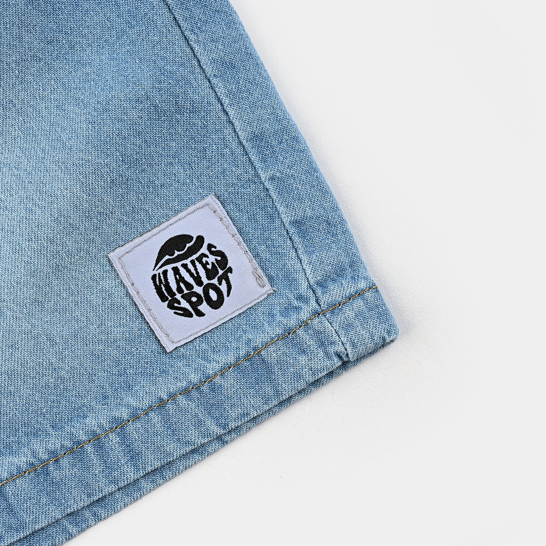Boys Denim Stretch Short Spot-LT.Blue