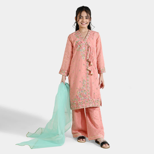Teens Girls Jacquard 3-Piece Set (Sundas) - Peach