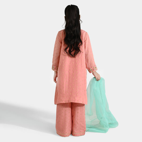 Teens Girls Jacquard 3-Piece Set (Sundas) - Peach