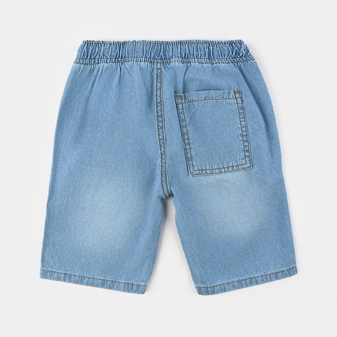 Boys Denim Stretch Short Spot-LT.Blue