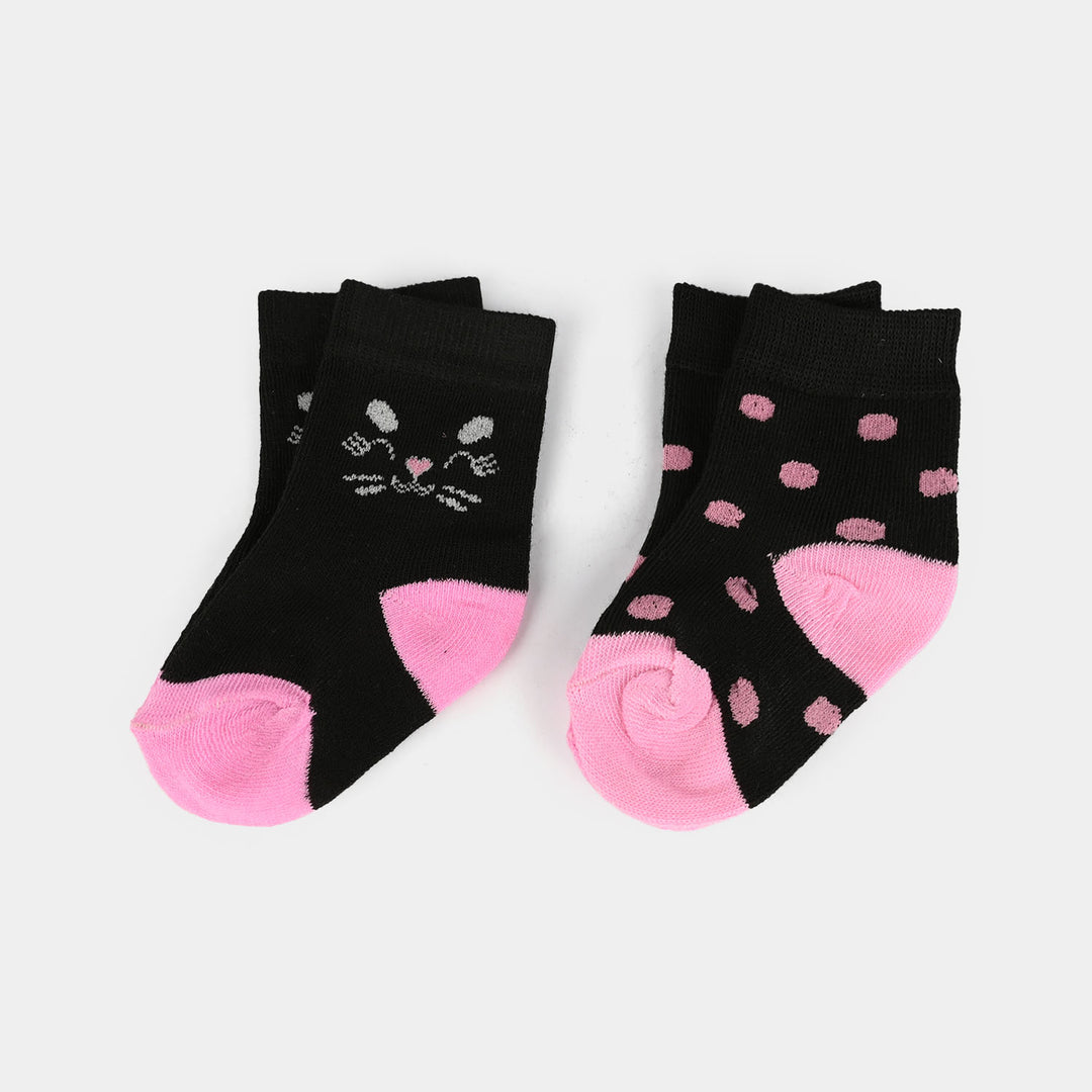 Infant Girls Socks Pack of 2 Meow-BLACK