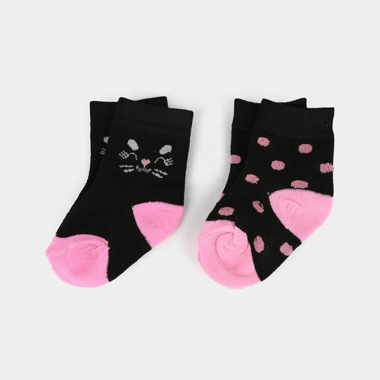 Infant Girls Socks Pack of 2 Meow-BLACK