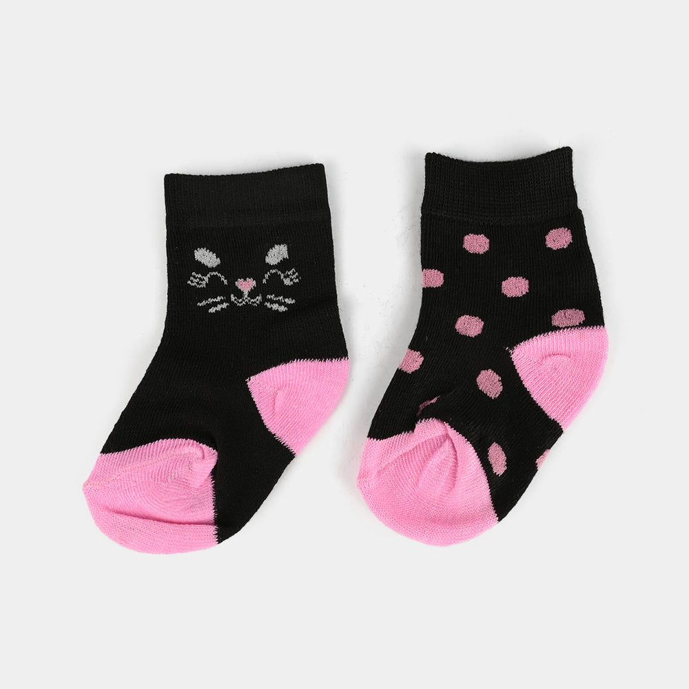 Infant Girls Socks Pack of 2 Meow-BLACK