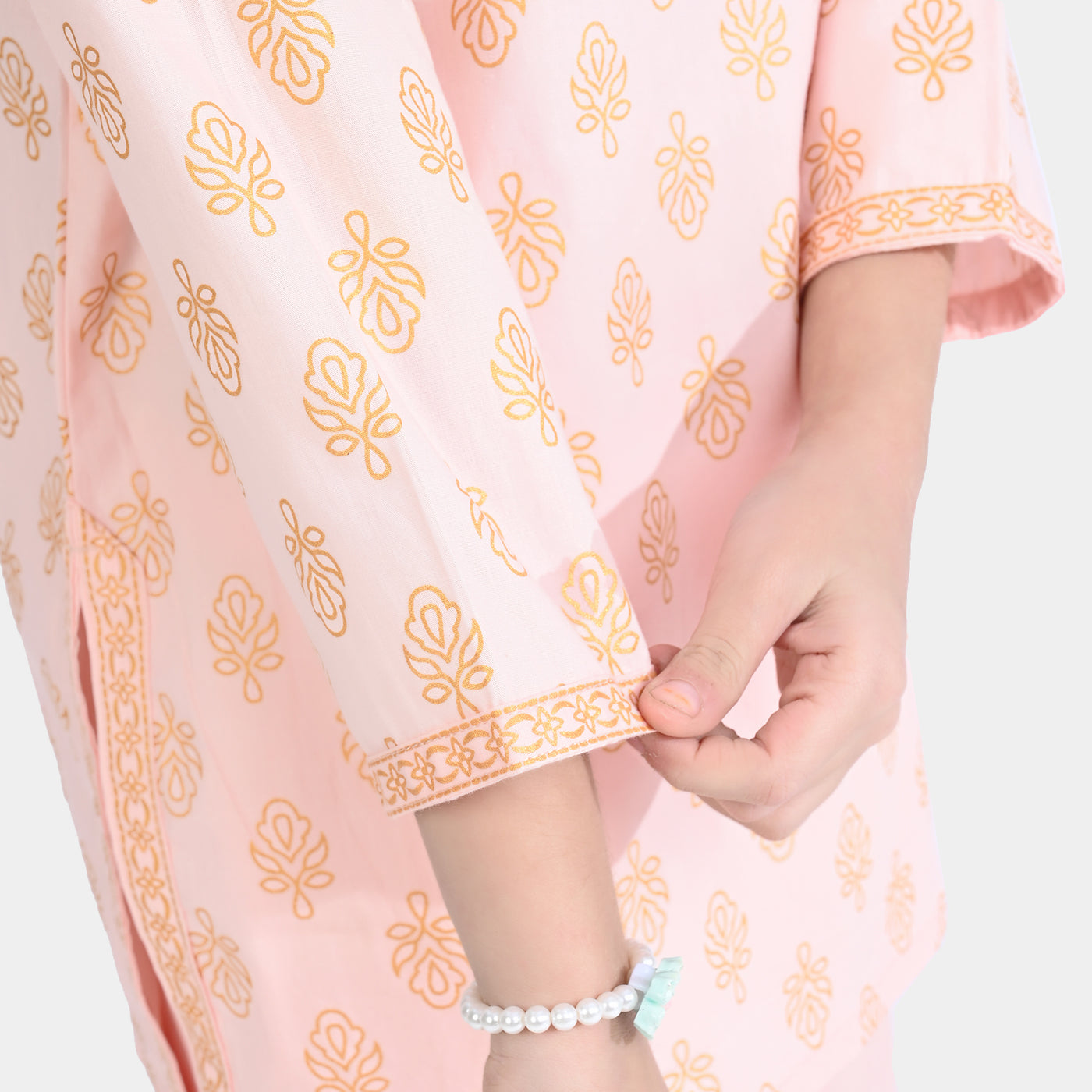 Girls Cotton Poplin 2 PCs Suit Kiran -Bright Pink