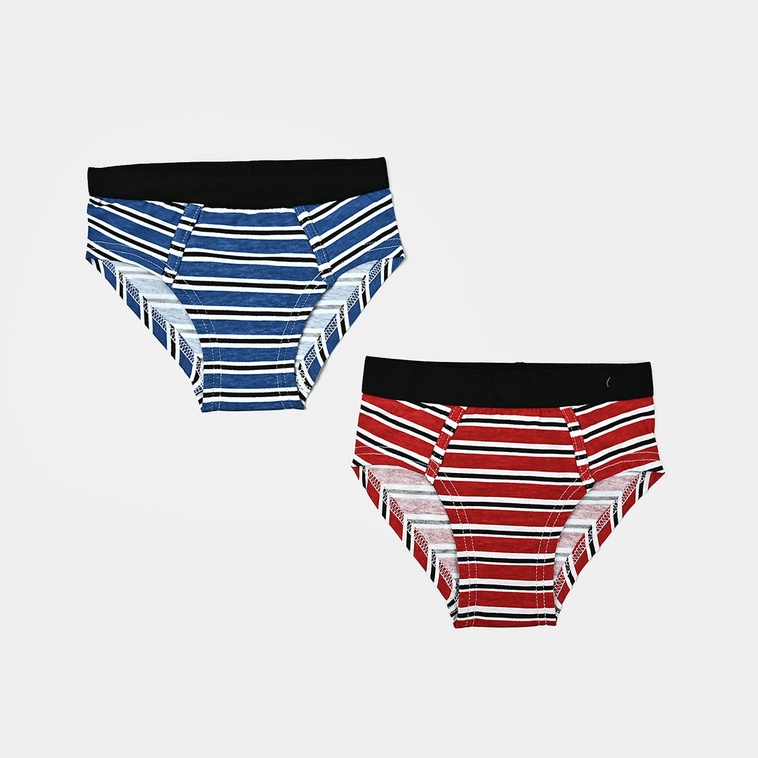 Boys Cotton Jersey Brief Pack of 2 Striper-White/Blue