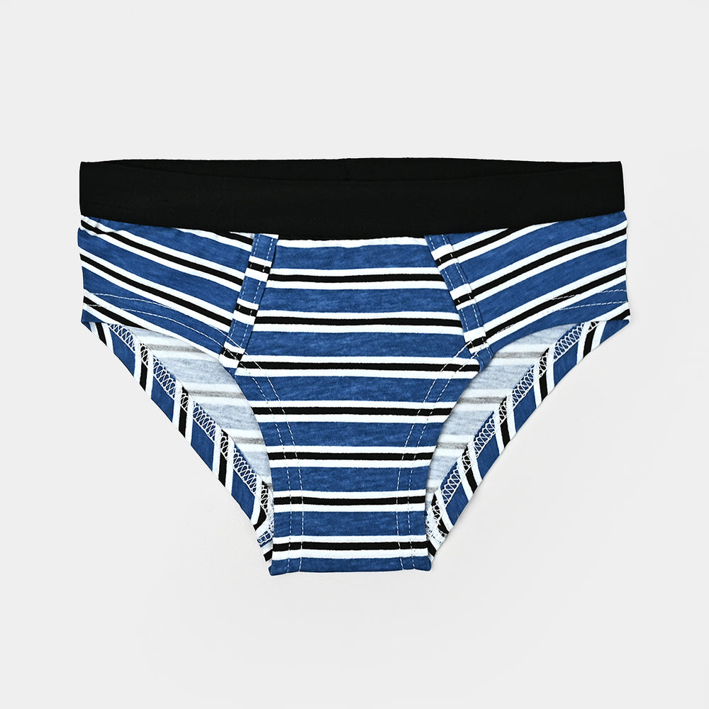 Boys Cotton Jersey Brief Pack of 2 Striper-White/Blue