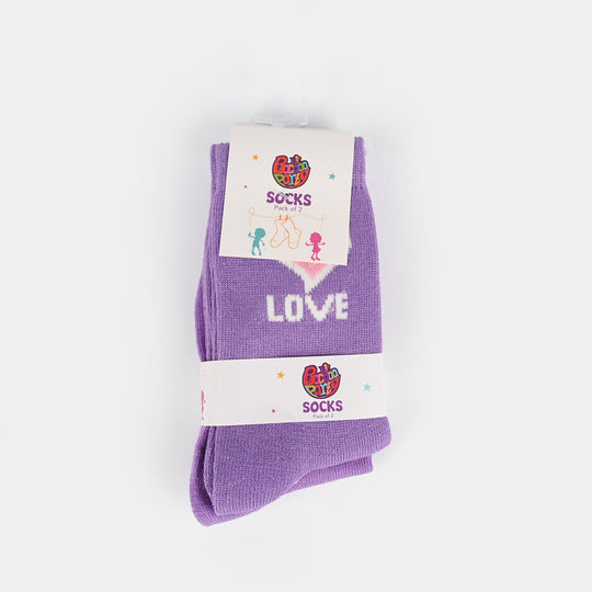 Girls Socks Pack Of 2 Love-Lilac.Purp