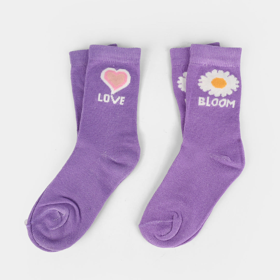Girls Socks Pack Of 2 Love-Lilac.Purp
