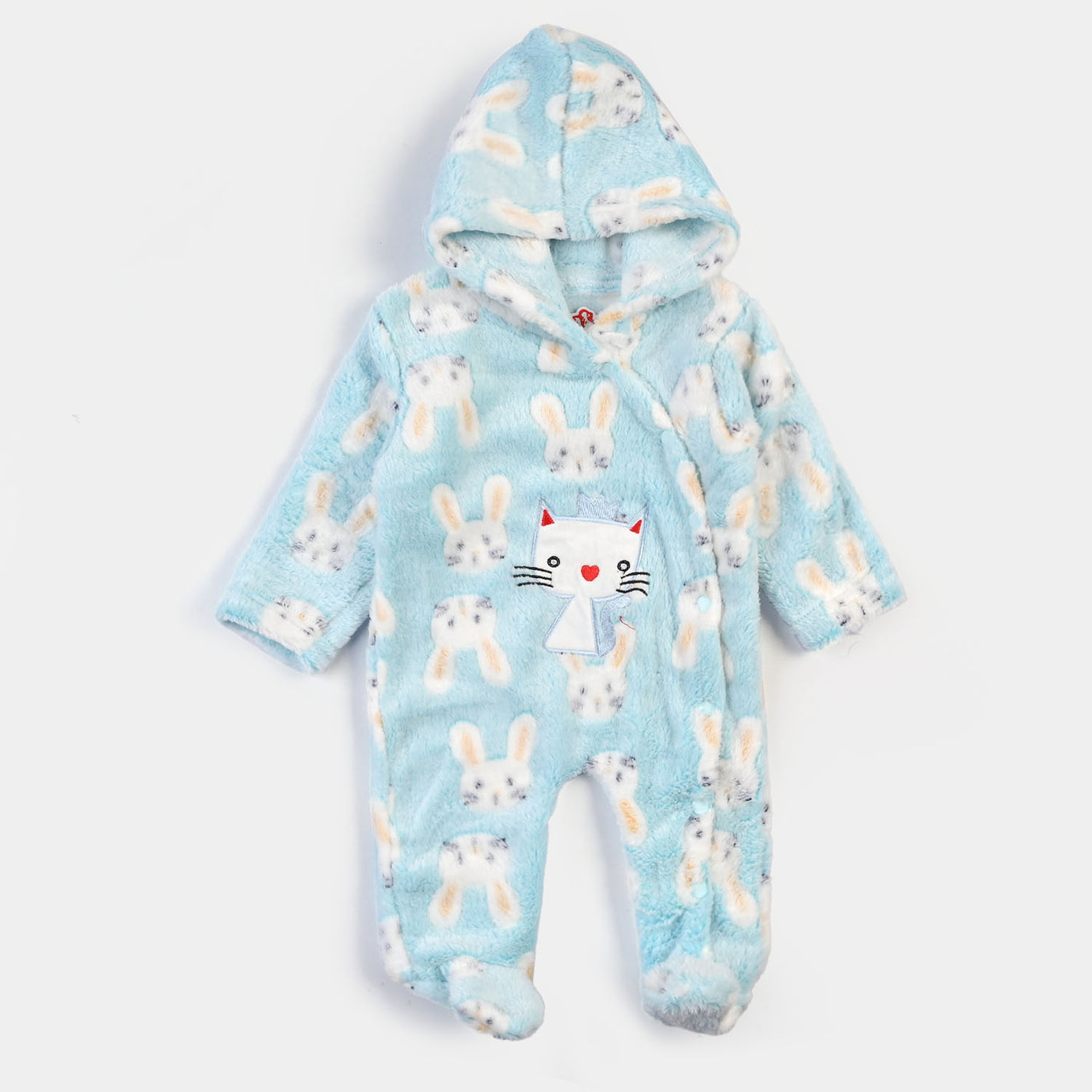 Infant Boys Velour Catty Romper - Sky Blue